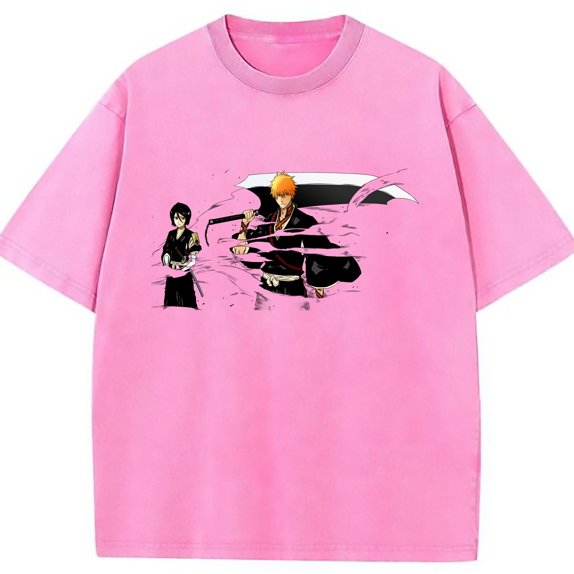 （画像用） ブリーチ 黒崎一護（くろさき いちご）BLEACH Kurosaki Ichigo 綿100% ヴィンテージ風 半袖Tシャツ（フロントプリント）
